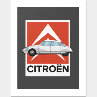 Citroen DS White Illustration Posters and Art